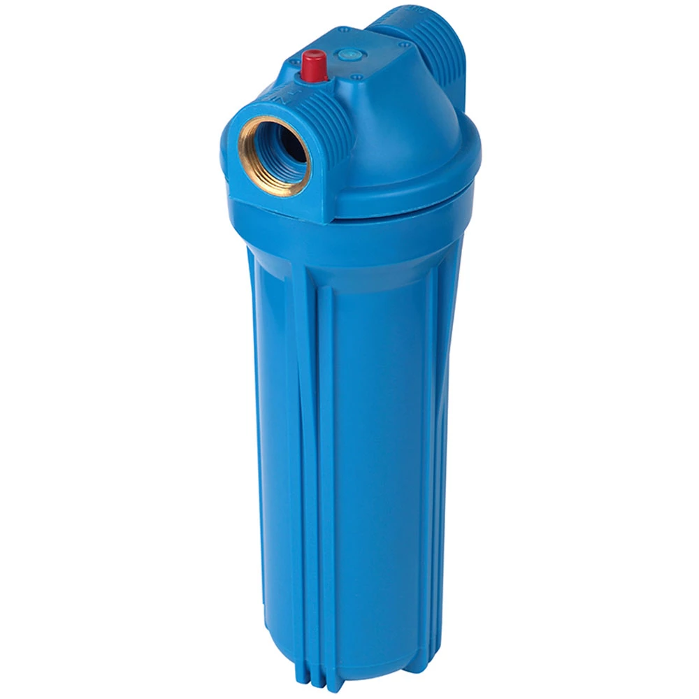 Фильтр магистральный Акватек AT-FMB 3/4″ Ду20 Ру6 для холодной воды, без картриджа, непрозрачный синий корпус 10″, присоединение - внутренняя резьба