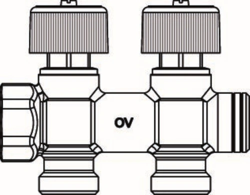 Коллектор Oventrop Multidis R 3/4″x3/4″x2 Ду20 Py10 из бронзы, с функцией отключения и вентилями Коллектор Oventrop Multidis R 3/4″x3/4″x2 Ду20 Py10 из бронзы, с функцией отключения и вентилями