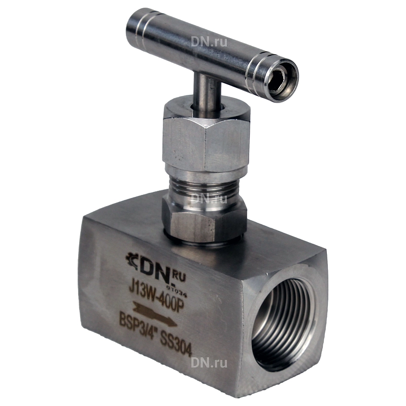 Клапан игольчатый VN3131M-T-Ht 1 1/4″ Ду32 Ру400 резьбовой, корпус - нержавеющая сталь 304, уплотнение - металл, с Т-образной рукояткой