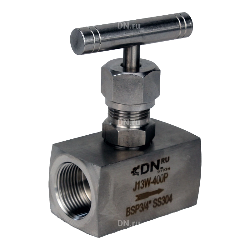 Клапан игольчатый VN3131M-T-Ht 1 1/4″ Ду32 Ру400 резьбовой, корпус - нержавеющая сталь 304, уплотнение - металл, с Т-образной рукояткой