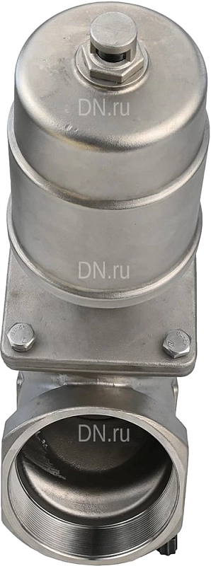 Клапан отсечной пневматический 4″ Ду100 Ру25, корпус - нержавеющая сталь SS316, резьбовой, Y-образный, корпус привода - нержавеющая сталь CF8 (VSP3231P-T-1PNC)
